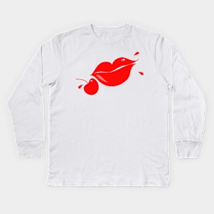 Cherry Lips Kids Long Sleeve T-Shirt